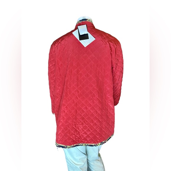 NWT Koos of Course Jacket Reversible Red Floral Silk Lightweight Quilted Blazer - Picture 7 of 12